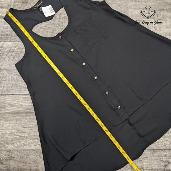 Grass Collection Sheer Button Front Tank Top Size S - Picture 4 of 5